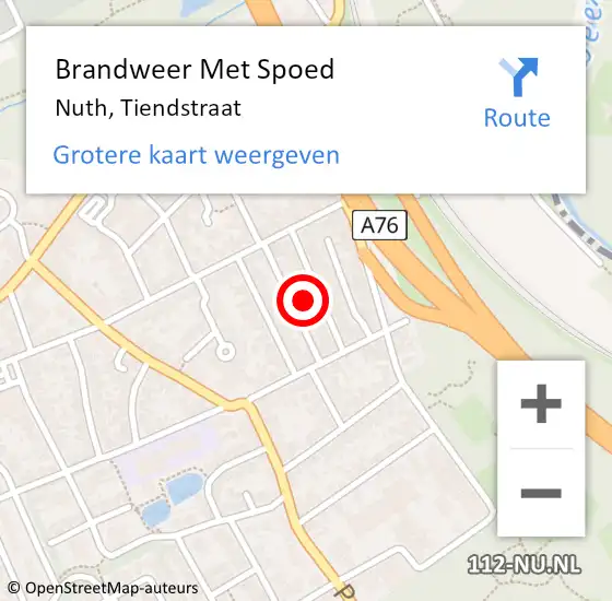 Locatie op kaart van de 112 melding: Brandweer Met Spoed Naar Nuth, Tiendstraat op 24 december 2023 12:33