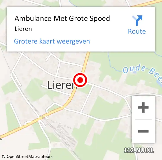 Locatie op kaart van de 112 melding: Ambulance Met Grote Spoed Naar Lieren op 24 december 2023 12:37