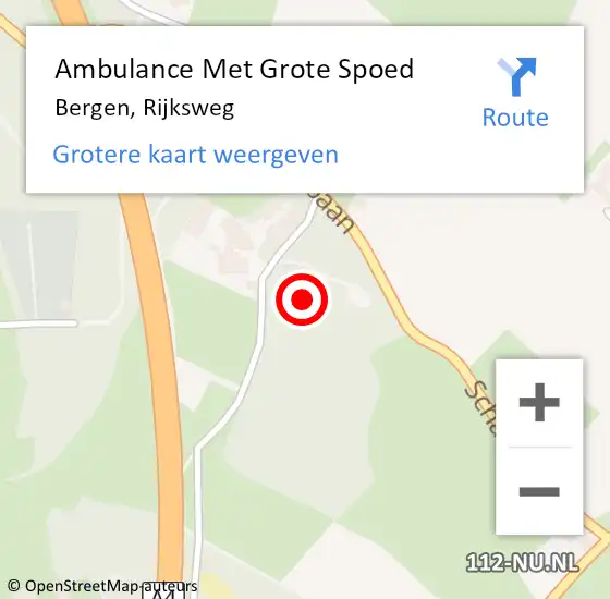 Locatie op kaart van de 112 melding: Ambulance Met Grote Spoed Naar Bergen, Rijksweg op 24 december 2023 12:39