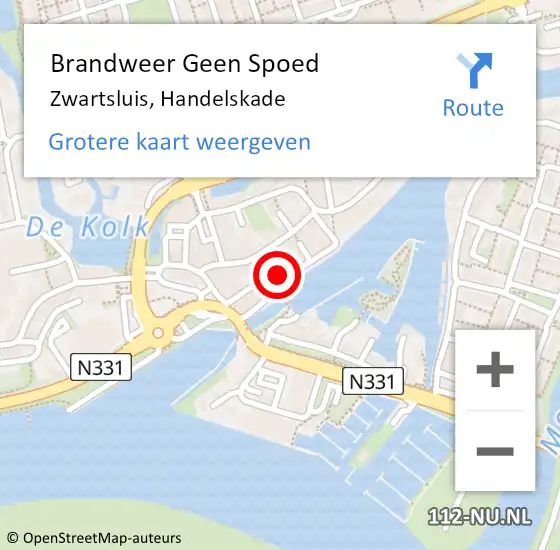 Locatie op kaart van de 112 melding: Brandweer Geen Spoed Naar Zwartsluis, Handelskade op 24 december 2023 12:46