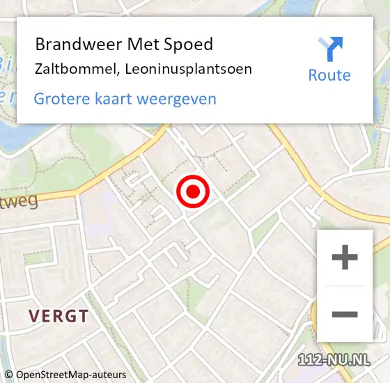 Locatie op kaart van de 112 melding: Brandweer Met Spoed Naar Zaltbommel, Leoninusplantsoen op 24 december 2023 12:53