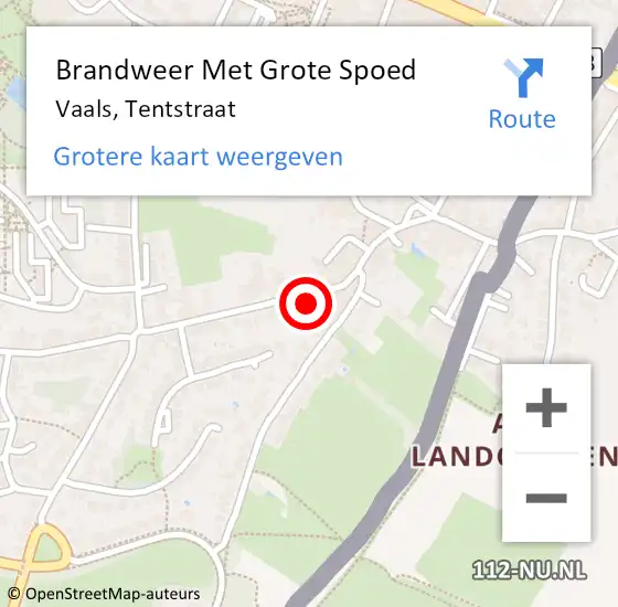 Locatie op kaart van de 112 melding: Brandweer Met Grote Spoed Naar Vaals, Tentstraat op 24 december 2023 12:54