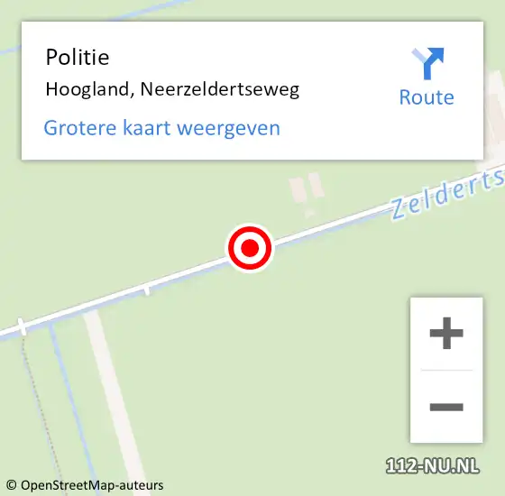 Locatie op kaart van de 112 melding: Politie Hoogland, Neerzeldertseweg op 19 september 2014 15:30