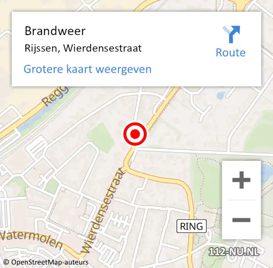 Locatie op kaart van de 112 melding: Brandweer Rijssen, Wierdensestraat op 24 december 2023 13:02