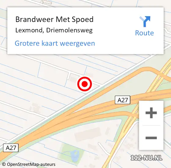 Locatie op kaart van de 112 melding: Brandweer Met Spoed Naar Lexmond, Driemolensweg op 24 december 2023 13:05