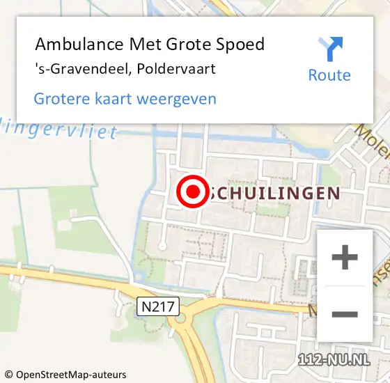 Locatie op kaart van de 112 melding: Ambulance Met Grote Spoed Naar 's-Gravendeel, Poldervaart op 24 december 2023 13:14