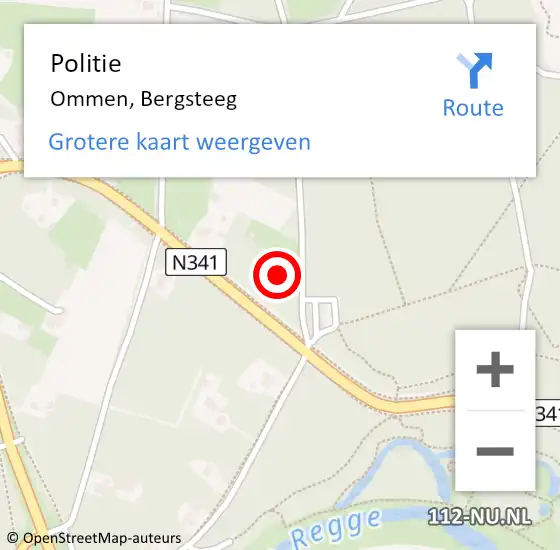 Locatie op kaart van de 112 melding: Politie Ommen, Bergsteeg op 24 december 2023 13:50