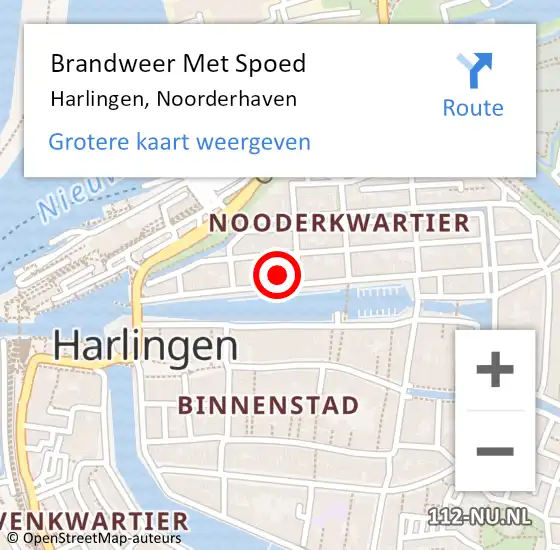 Locatie op kaart van de 112 melding: Brandweer Met Spoed Naar Harlingen, Noorderhaven op 24 december 2023 14:07