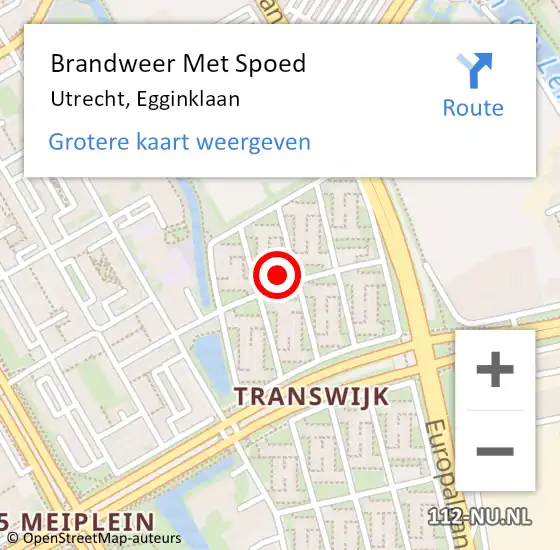 Locatie op kaart van de 112 melding: Brandweer Met Spoed Naar Utrecht, Egginklaan op 24 december 2023 14:09