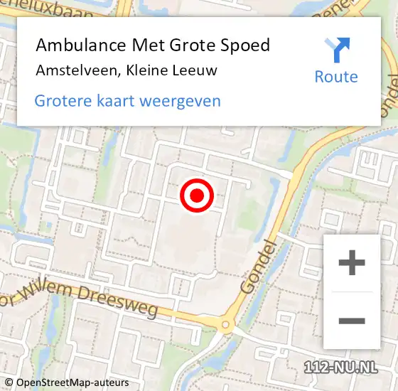 Locatie op kaart van de 112 melding: Ambulance Met Grote Spoed Naar Amstelveen, Kleine Leeuw op 24 december 2023 14:10