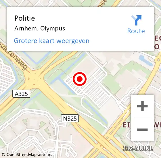 Locatie op kaart van de 112 melding: Politie Arnhem, Olympus op 24 december 2023 14:34