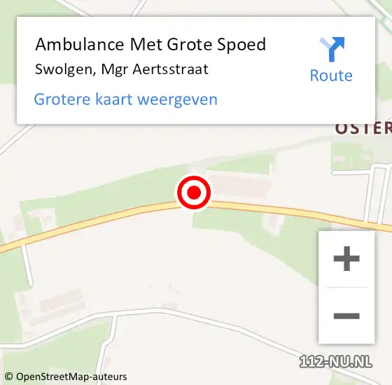 Locatie op kaart van de 112 melding: Ambulance Met Grote Spoed Naar Swolgen, Mgr Aertsstraat op 19 september 2014 15:38