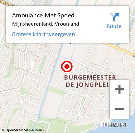 Locatie op kaart van de 112 melding: Ambulance Met Spoed Naar Mijnsheerenland, Vroonland op 24 december 2023 14:55