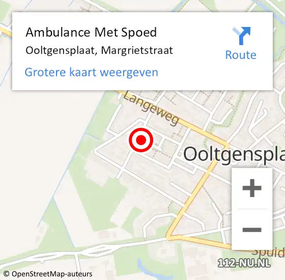 Locatie op kaart van de 112 melding: Ambulance Met Spoed Naar Ooltgensplaat, Margrietstraat op 24 december 2023 15:17