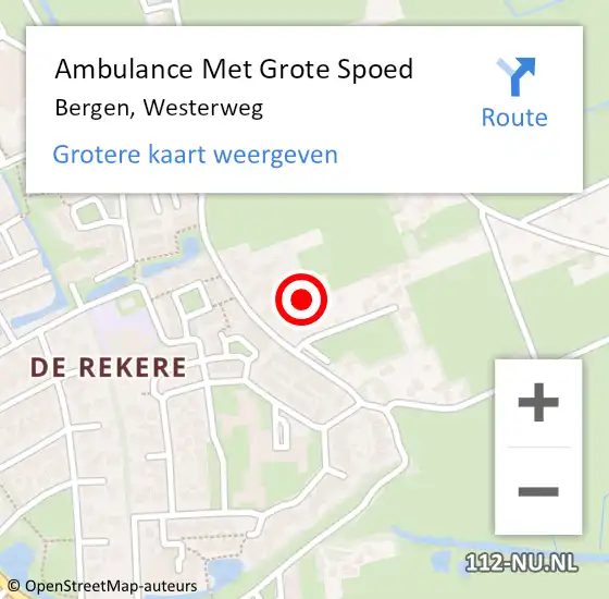 Locatie op kaart van de 112 melding: Ambulance Met Grote Spoed Naar Bergen, Westerweg op 24 december 2023 15:26