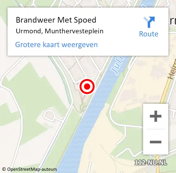 Locatie op kaart van de 112 melding: Brandweer Met Spoed Naar Urmond, Munthervesteplein op 24 december 2023 15:46