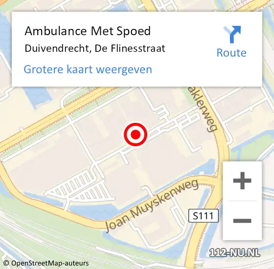 Locatie op kaart van de 112 melding: Ambulance Met Spoed Naar Duivendrecht, De Flinesstraat op 24 december 2023 15:53