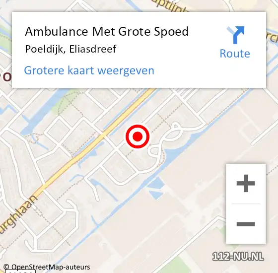 Locatie op kaart van de 112 melding: Ambulance Met Grote Spoed Naar Poeldijk, Eliasdreef op 24 december 2023 16:11
