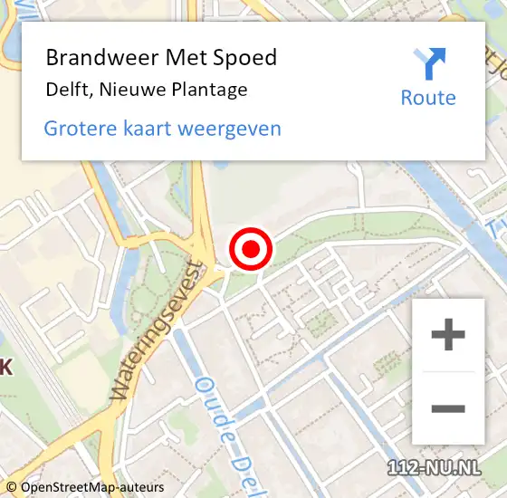 Locatie op kaart van de 112 melding: Brandweer Met Spoed Naar Delft, Nieuwe Plantage op 24 december 2023 16:31