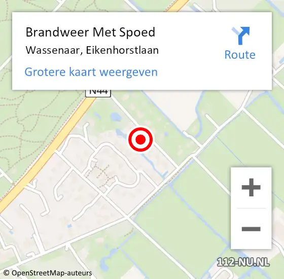 Locatie op kaart van de 112 melding: Brandweer Met Spoed Naar Wassenaar, Eikenhorstlaan op 24 december 2023 16:32