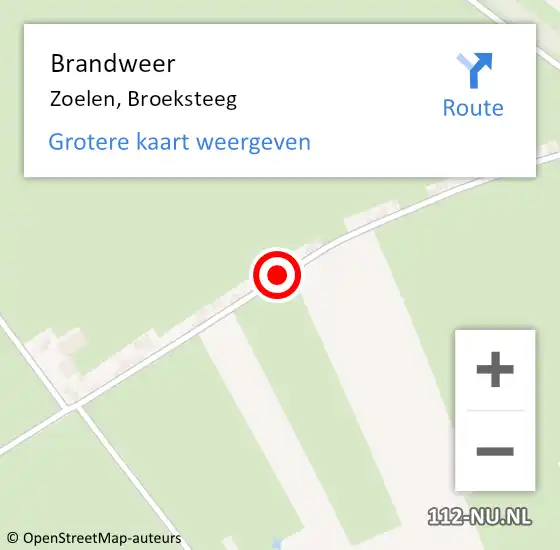 Locatie op kaart van de 112 melding: Brandweer Zoelen, Broeksteeg op 24 december 2023 16:47