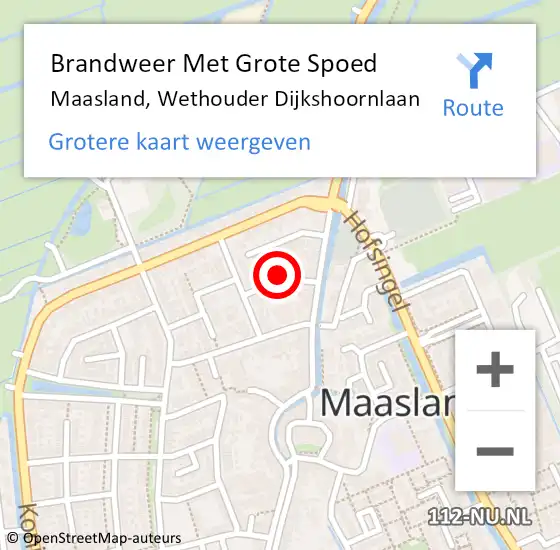 Locatie op kaart van de 112 melding: Brandweer Met Grote Spoed Naar Maasland, Wethouder Dijkshoornlaan op 24 december 2023 17:11