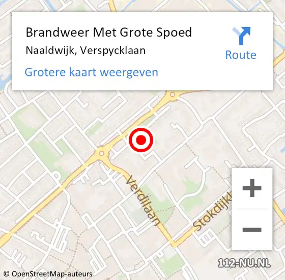 Locatie op kaart van de 112 melding: Brandweer Met Grote Spoed Naar Naaldwijk, Verspycklaan op 24 december 2023 17:17