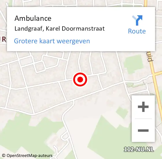 Locatie op kaart van de 112 melding: Ambulance Landgraaf, Karel Doormanstraat op 19 september 2014 15:53