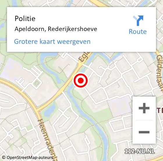 Locatie op kaart van de 112 melding: Politie Apeldoorn, Rederijkershoeve op 24 december 2023 18:05