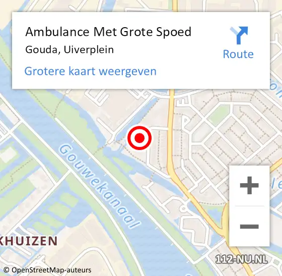 Locatie op kaart van de 112 melding: Ambulance Met Grote Spoed Naar Gouda, Uiverplein op 24 december 2023 18:10