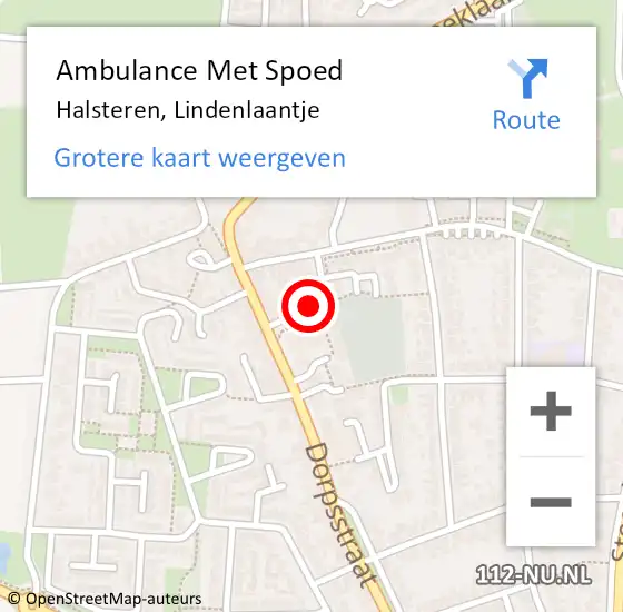 Locatie op kaart van de 112 melding: Ambulance Met Spoed Naar Halsteren, Lindenlaantje op 15 oktober 2013 04:31