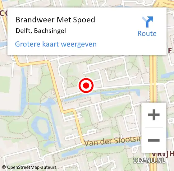 Locatie op kaart van de 112 melding: Brandweer Met Spoed Naar Delft, Bachsingel op 24 december 2023 18:25