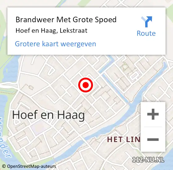 Locatie op kaart van de 112 melding: Brandweer Met Grote Spoed Naar Hoef en Haag, Lekstraat op 24 december 2023 18:41