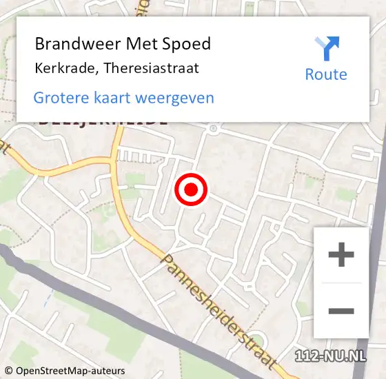 Locatie op kaart van de 112 melding: Brandweer Met Spoed Naar Kerkrade, Theresiastraat op 24 december 2023 18:44