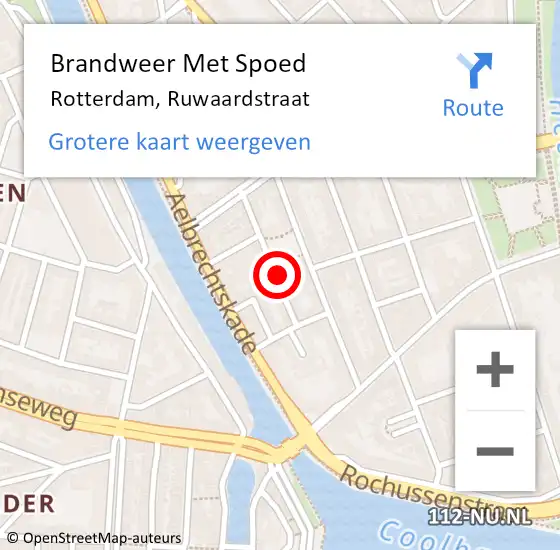 Locatie op kaart van de 112 melding: Brandweer Met Spoed Naar Rotterdam, Ruwaardstraat op 24 december 2023 19:20