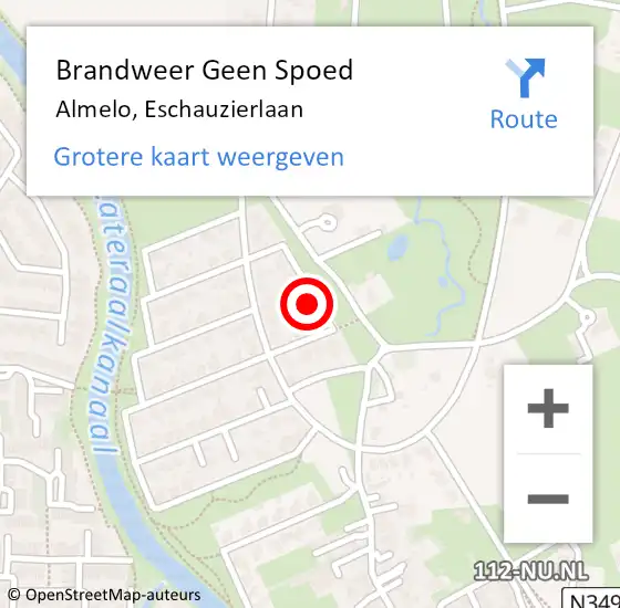 Locatie op kaart van de 112 melding: Brandweer Geen Spoed Naar Almelo, Eschauzierlaan op 24 december 2023 19:51