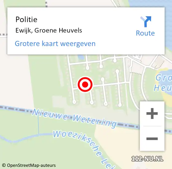 Locatie op kaart van de 112 melding: Politie Ewijk, Groene Heuvels op 24 december 2023 20:07