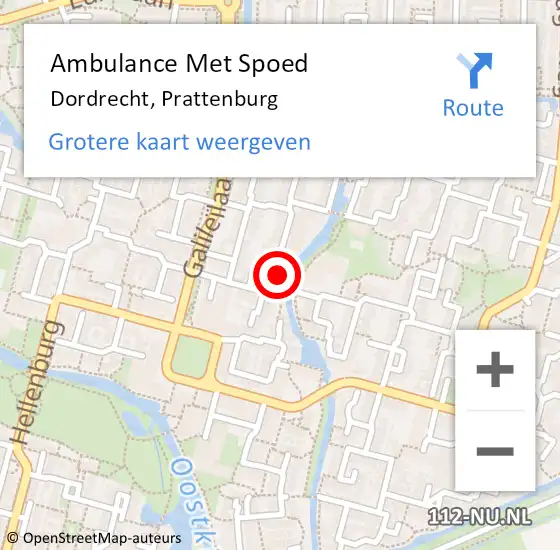 Locatie op kaart van de 112 melding: Ambulance Met Spoed Naar Dordrecht, Prattenburg op 24 december 2023 20:11