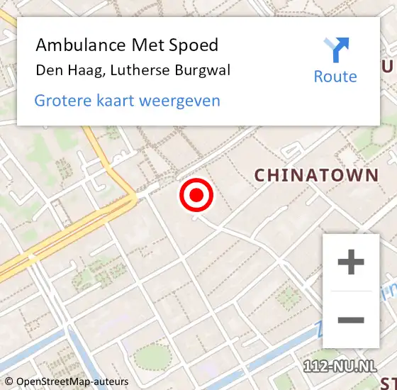 Locatie op kaart van de 112 melding: Ambulance Met Spoed Naar Den Haag, Lutherse Burgwal op 24 december 2023 20:18