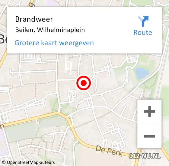 Locatie op kaart van de 112 melding: Brandweer Beilen, Wilhelminaplein op 24 december 2023 20:20