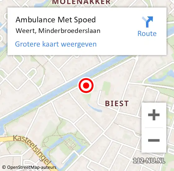 Locatie op kaart van de 112 melding: Ambulance Met Spoed Naar Weert, Minderbroederslaan op 24 december 2023 20:24