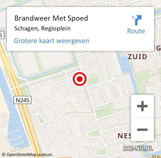 Locatie op kaart van de 112 melding: Brandweer Met Spoed Naar Schagen, Regioplein op 24 december 2023 20:28