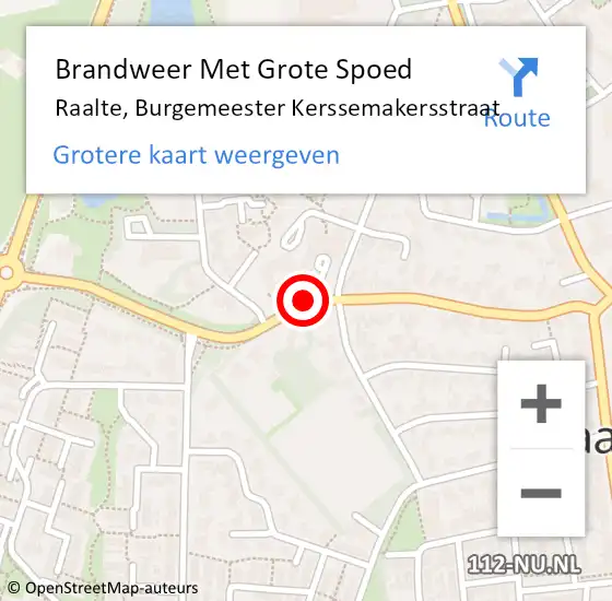 Locatie op kaart van de 112 melding: Brandweer Met Grote Spoed Naar Raalte, Burgemeester Kerssemakersstraat op 19 september 2014 16:14