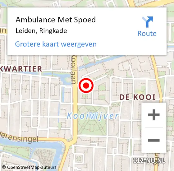 Locatie op kaart van de 112 melding: Ambulance Met Spoed Naar Leiden, Ringkade op 24 december 2023 21:00