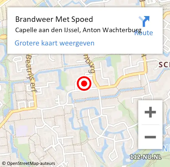 Locatie op kaart van de 112 melding: Brandweer Met Spoed Naar Capelle aan den IJssel, Anton Wachterburg op 24 december 2023 21:08