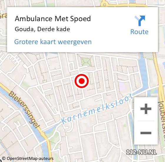 Locatie op kaart van de 112 melding: Ambulance Met Spoed Naar Gouda, Derde kade op 24 december 2023 21:12