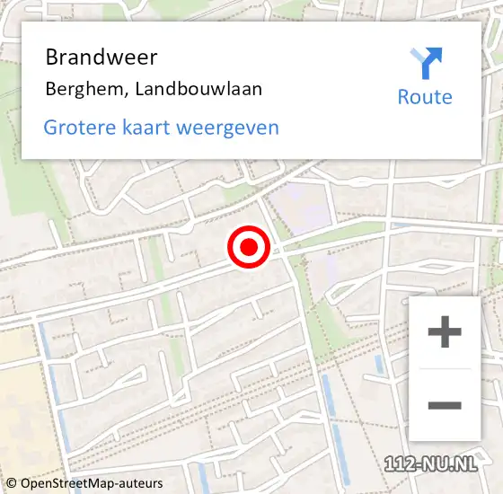 Locatie op kaart van de 112 melding: Brandweer Berghem, Landbouwlaan op 24 december 2023 21:19