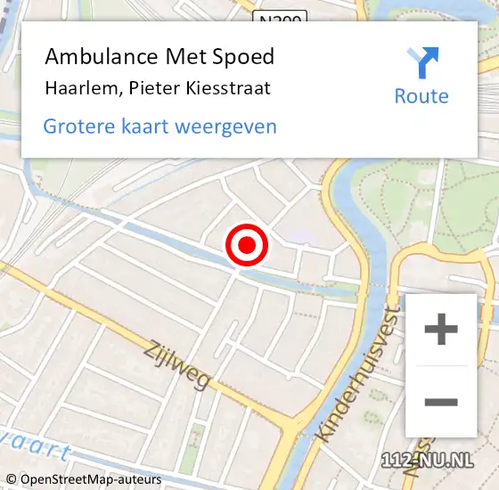 Locatie op kaart van de 112 melding: Ambulance Met Spoed Naar Haarlem, Pieter Kiesstraat op 24 december 2023 21:42