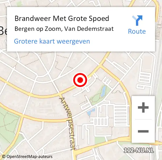 Locatie op kaart van de 112 melding: Brandweer Met Grote Spoed Naar Bergen op Zoom, Van Dedemstraat op 24 december 2023 21:59