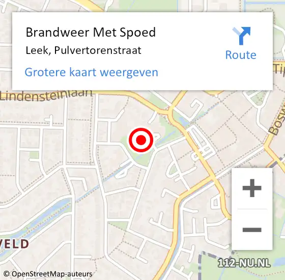 Locatie op kaart van de 112 melding: Brandweer Met Spoed Naar Leek, Pulvertorenstraat op 24 december 2023 22:01